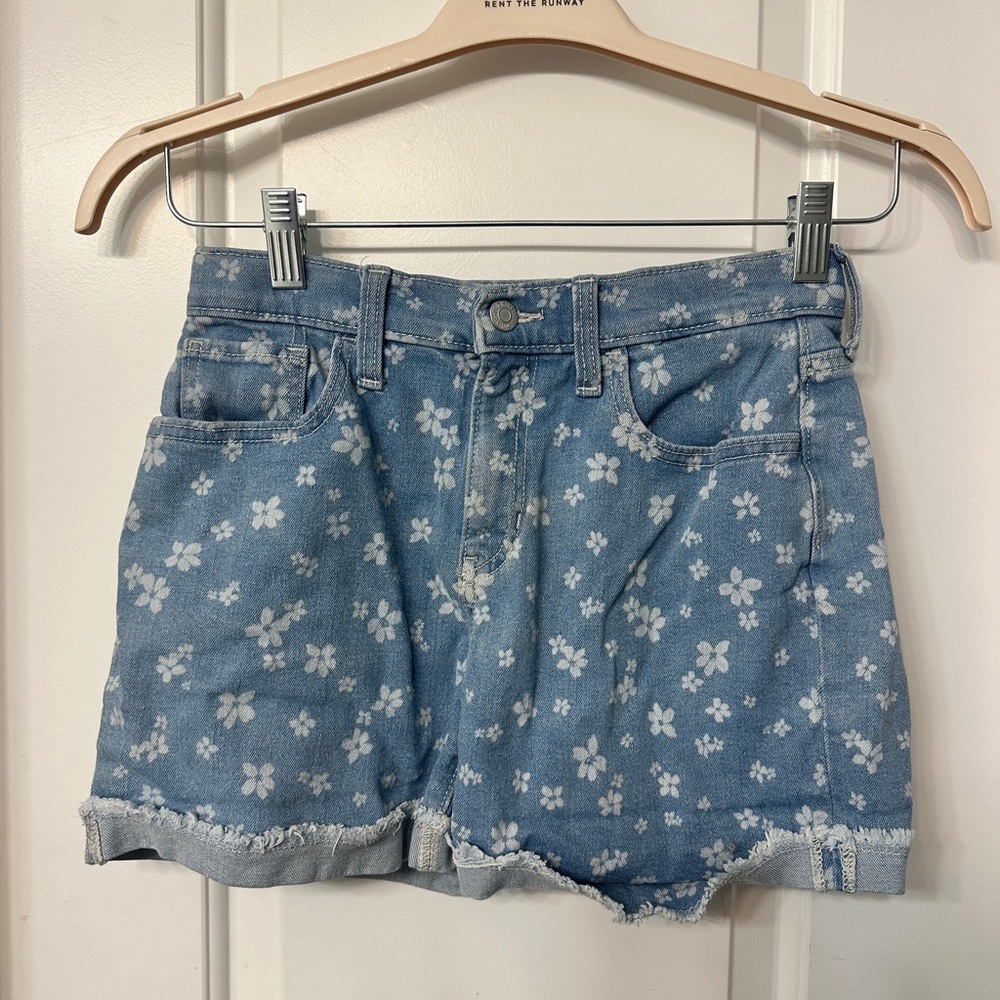 Old Navy Blue Jean Shorts with Floral Design